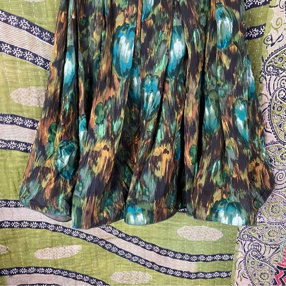 Alice + Olivia Green Watercolor Silk Strapless Mini Dress Size 4 - Picture 6 of 16